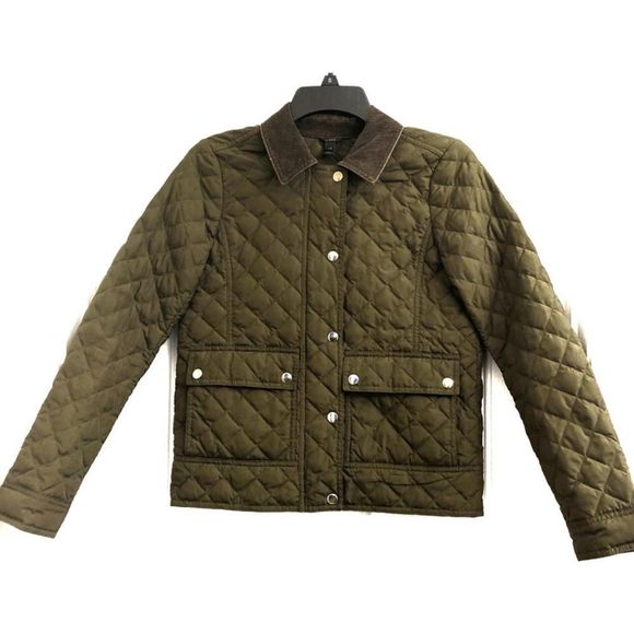 J. Crew Quilted Jacket With Brown Corduroy Collar Size Small - Picture 10 of 10
